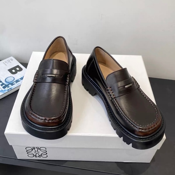Loewe Dark Brown Leather Penny Loafers - Picture 2 of 8